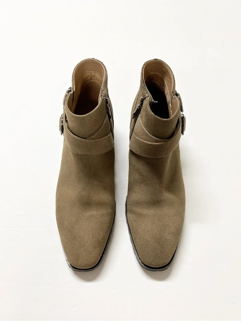 Blondo Womens Taupe Suede Buckle Strap Shanna Ankle Bootie Size 11M